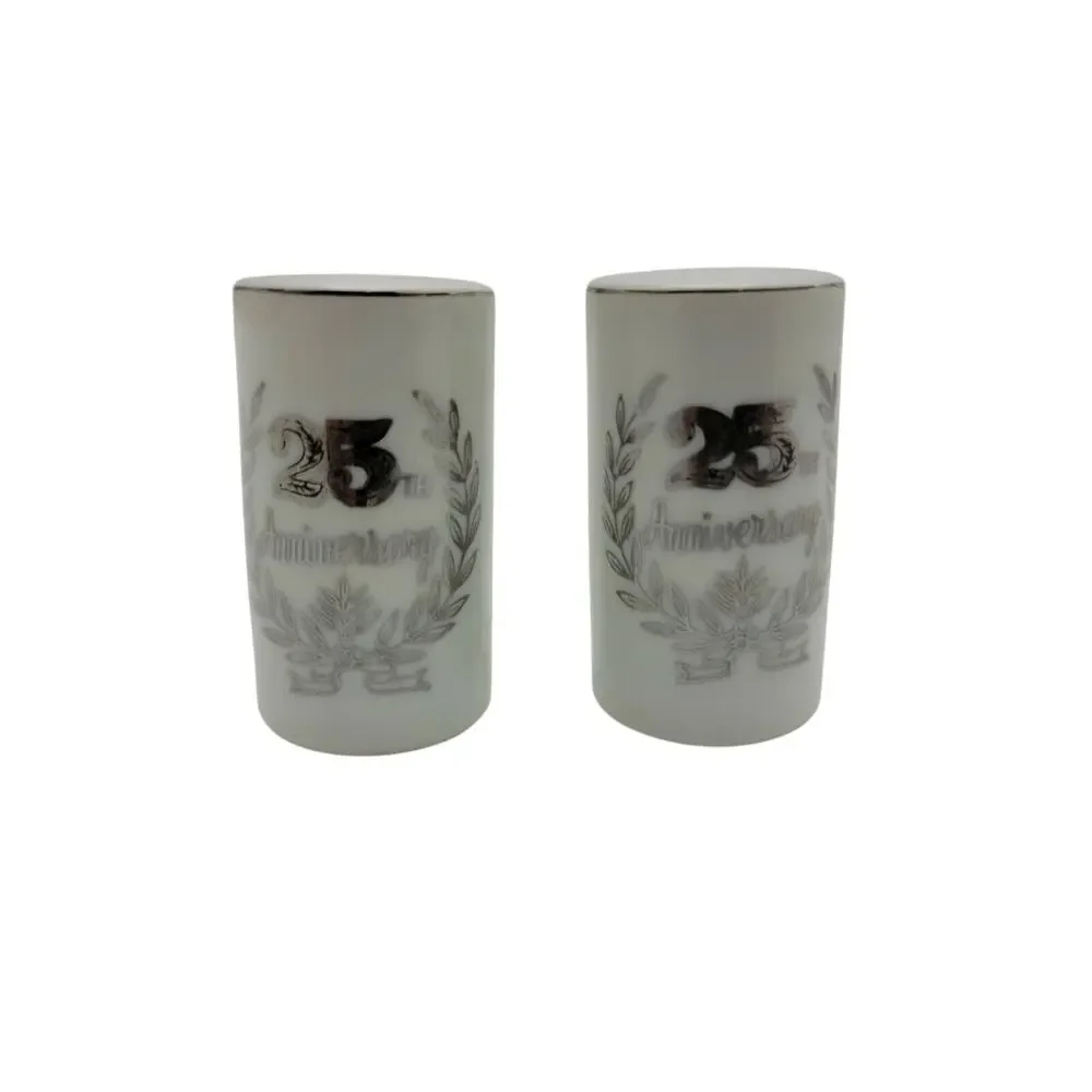 25th Anniversary Salt & Pepper Shakers Ceramic Lefton Hand Crafted in Japan‎